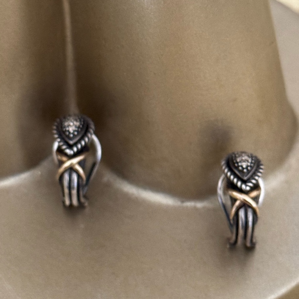 Elegant Silver and Gold Earrings Small Diamonds (Levian Imitation)